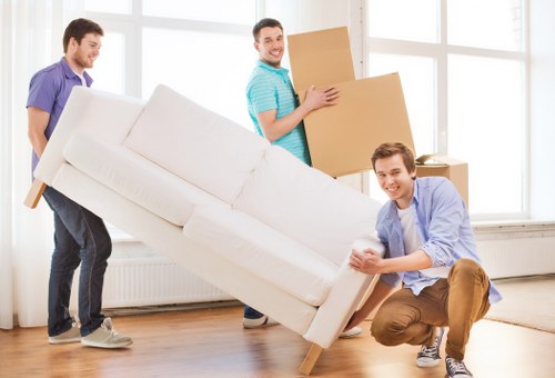 Packed moving boxes and home essentials prepared for an Enfield relocation
