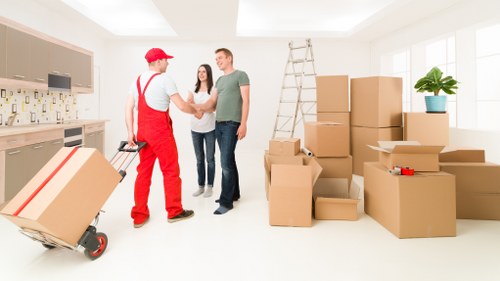 Boxed household items being checked for a service issue